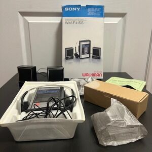 Sony WM-F41SS Walkman FM AM Portable Cassette Player w/Speakers Box Tested Works